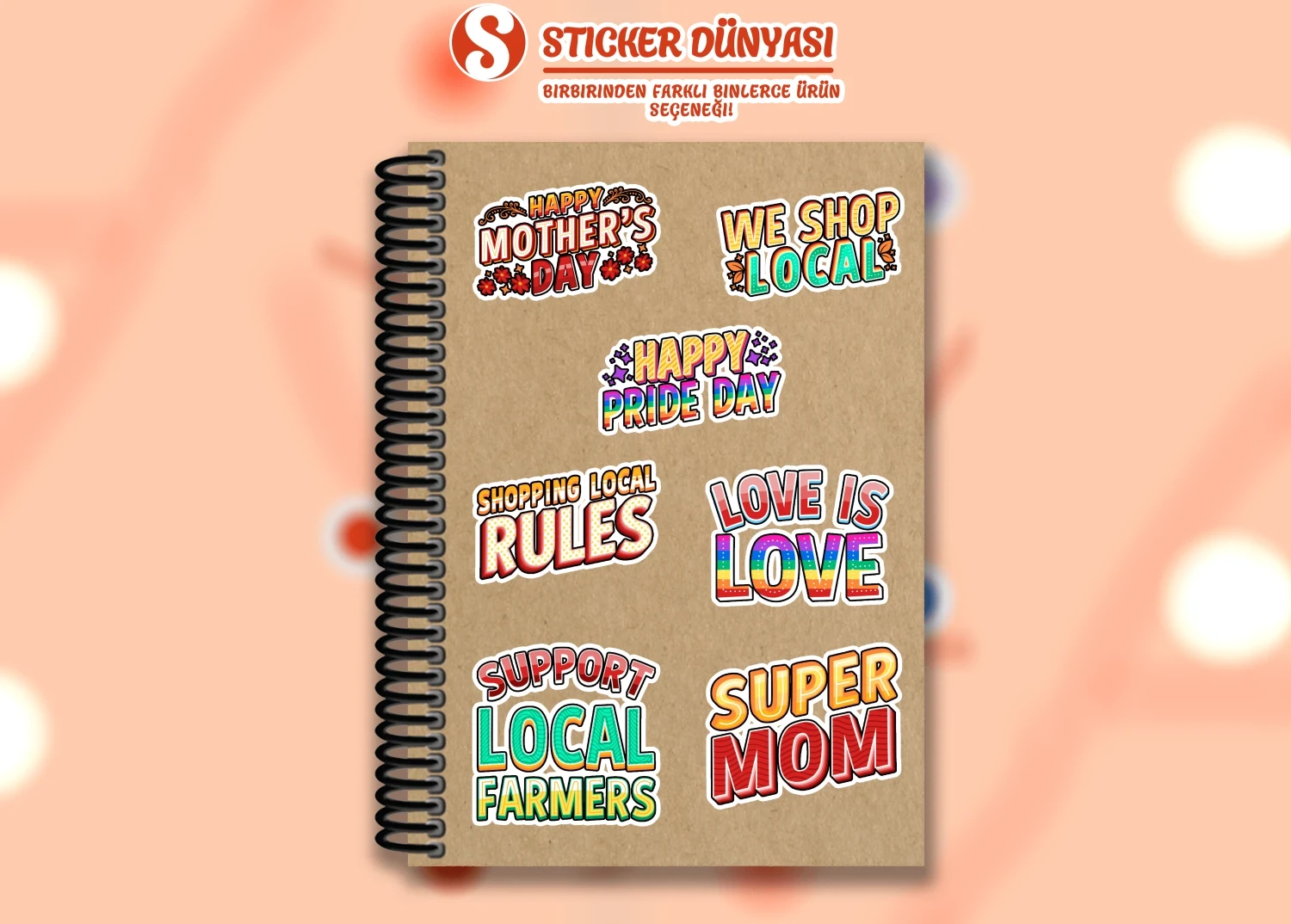 Kadın Sevgi Yazılı Renkli Sticker Koleksiyonu (Woman2) görsel 3